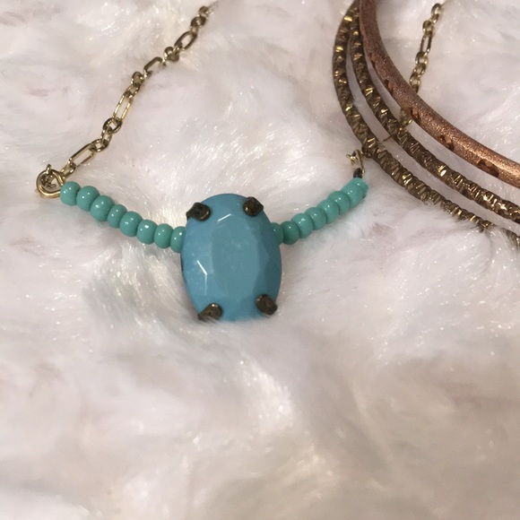 Vintage HANDMADE Turquoise bead NECKLACE and 3 METAL BANGLE BRACELETS - Picture 2 of 12